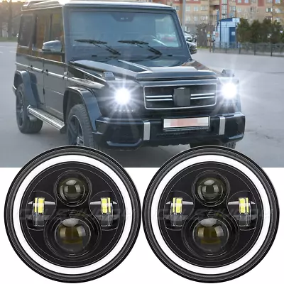 7 Inch Black Halo Led Headlights For 2002-2006 Mercedes Benz W463 G Class Wagon • $89.99