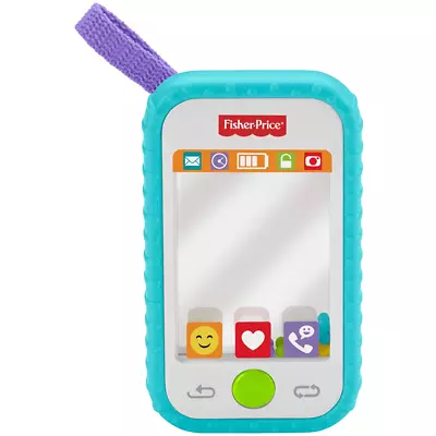 Fisher-Price Selfie Phone Baby Rattle Mirror Teething Topy With Sounds For Kids • £7.99