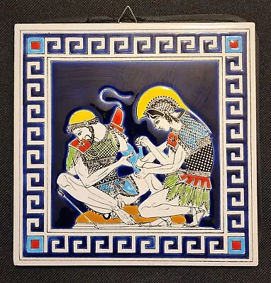 Vintage Ceramic Greek Wall Art Tile Hand Made By Smaltotechniki In Greece 6x6 • $22.87