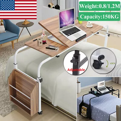 Multifunction Adjustable Over Bed Computer Table Desk W/Storage & Rolling Wheel • $79.99