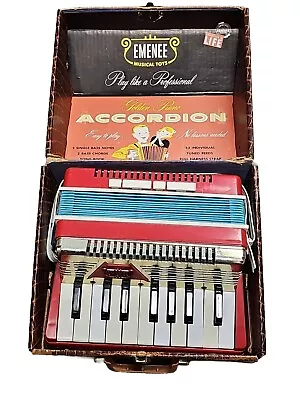 Vintage 1950's Emenee Golden Piano Accordion Toy Instrument W/display Box  • $15.99