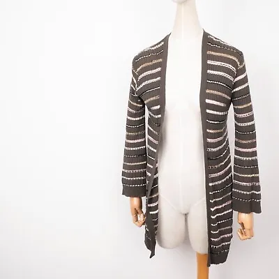 MISSONI Women's Striped Stretch Long Sleeve Brown Merino Wool Cape Size 38 / M • $49.50