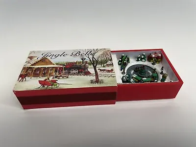 Jingle Bells Matchbox Animated Melodi Wind Up Music Box Miniature Round Ridge • $21.99