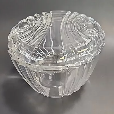 Vintage ART DECO Clear Glass Apothecary Candy Vanity Trinket Jar Canister W/ LID • $16