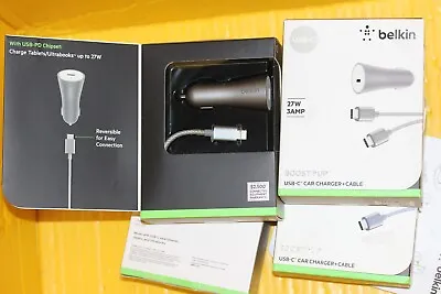 NEW Belkin USB-C Car Charger And Cable - Grey (27W / 3AMP) SAMUNG LG UNIVERSAL • $9.99