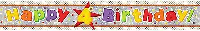 Amscan 9900016 Colourful Happy 4th Birthday Starry Foil Banner • £2.69