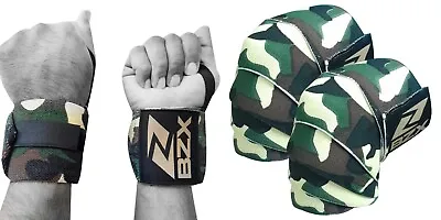 Knee Wraps & Wrist Wraps Weight Lifting  Straps Body Building Gym Support Camo • £10.85