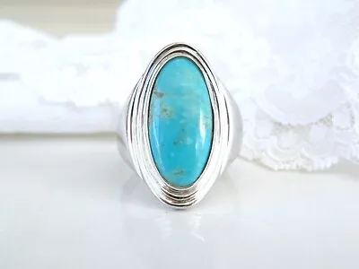 New Genuine Mohave Turquoise Sterling Silver 925 Artisan Signed Ring Size 9 • $64