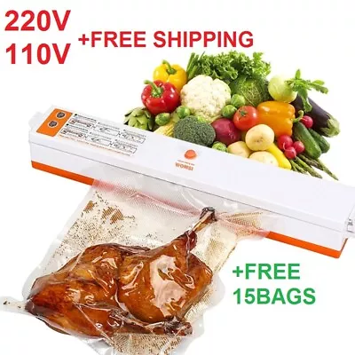 $27.99 • Buy Food Vacuum Sealer Packaging Machine 220V 110V Including Free 15Pcs Storage Bags