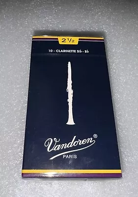 Vandoren Traditional Bb Clarinet Reeds Strength 2.5 Box Of 10 • $14.99