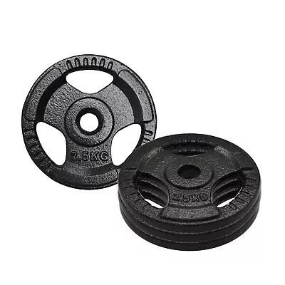 $39.95 • Buy 2.5kg X 4 - Standard 26.5mm Triple Handle Hammertone Cast Iron Weight Plate