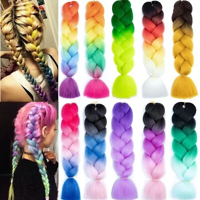 79 Colors Kanekalon Jumbo Braiding Hair Extensions 24  Afro Braids Ombre Rainbow • $11.98