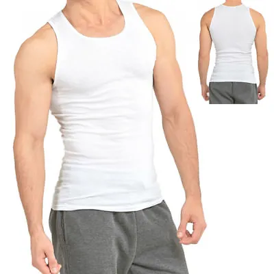 3 Or 6 Packs Mens Cotton TankTop AShirt WifeBeater Undershirt Ribbed Muscle • $9.85