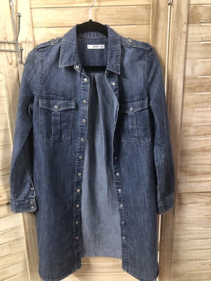 $5 • Buy Mango Ladies Blue Denim Short Dress Button Through Size Small
