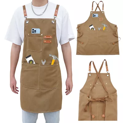 Mens Aprons Canvas Woodworking Vintage For Gardening Work Shop Apron Heavy Duty • $11.99