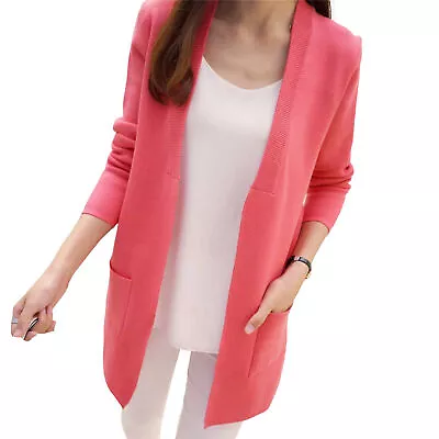 Autumn Sweater Coat Long Sleeve Warm Korean Style Solid Color Mid-length • $33.04