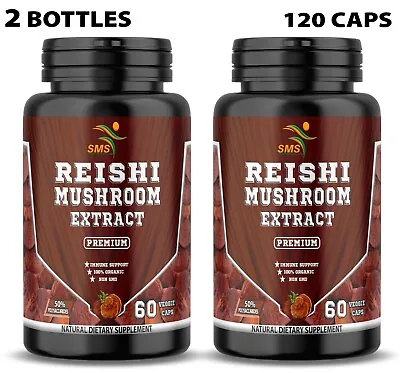 2x Lingzhi Lucidum 20:1 Extract Reishi Mushroom Strong Organic Caps Pills Spores • $16.14