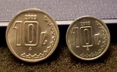 Scarse (2) 10 Centavos 2009 TYPE 1 & TYPE 2 Mexico • $5.99