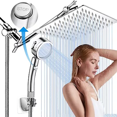 $44.49 • Buy 12 Inch Shower Head With Extension Arm  Rain Shower Head With Handheld Spray