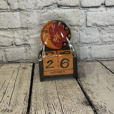£7 • Buy 15cm Brown Moon Vintage Style Wooden Perpetual Eternal Calendar Blocks Day