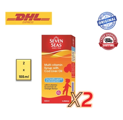 $59.90 • Buy 2x Seven Seas Multivitamin Syrup Cod Liver Oil 100ml Orange Flavour For Kids