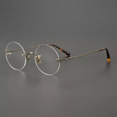 Mens Womens Eyeglass Frames Titanium Rimless Round Glasses Frame Rx-able • $55.79