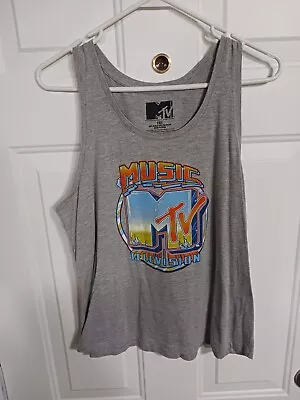 Gray MTV Music Television Graphic Logo Tank Top Juniors Size XXL Retro 80s • £14.43