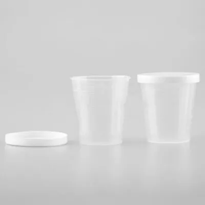 10pcs 100ml Medicine Measuring Measure Cups Craft Glue Paint Pot With Lid Clear • £8.47