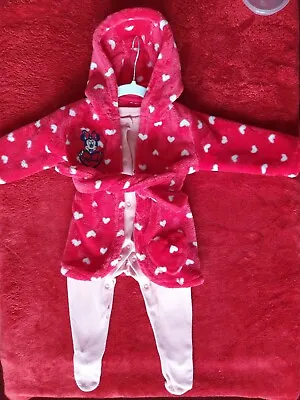 Baby Girls Disney Minnie Mouse Dressing Gown And Sleepsuit Size 3-6 Brand George • £3.99