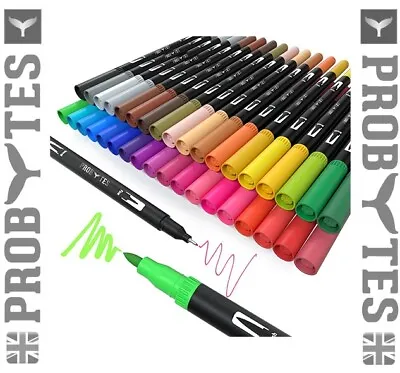 36 Colours Dual Tip Marker Pens Set Water Based Fine Liner Brush For Kids Adult • £8.99