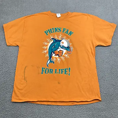 Miami Dolphins Shirt Adult 2XL XXL Orange Short Sleeve Phins Fan 4 Life Mens * • $9.44