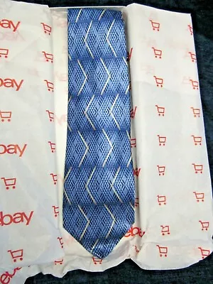 NEW - MARK CHARLES Men's Necktie -  Blue & Yellow - XL -  100% Silk • $15