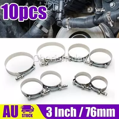 10 X 3 Inch / 76mm Inside Dimension Steel T-Bolt Silicone Hose Clamp (71-76mm) Z • $16.45