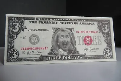 VINTAGE HILLARY CLINTON $3 Bill Pad Of (5) Queer Reserve Note Feminist States Of • $30