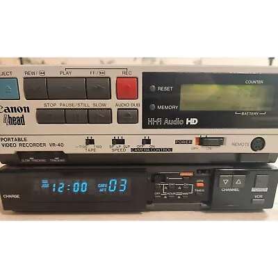 Canon VR-40 VCR VHS Tape Portable Video Recorder With VT-50A Tuner Base Vintage • $134.99