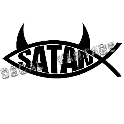 Satan Fish Vinyl Decal Sticker Funny Pagan Darwin - Choose Size & Color • £2.01