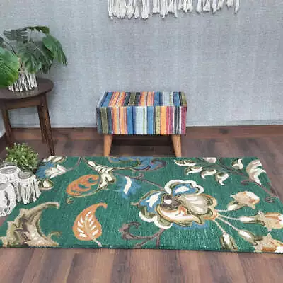 Flower Hand Tufted Wool Area Rug Handmade Rug Custom Size Rug 100% Wool Carpet • $1649