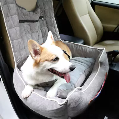 Large Dog Pet Car Booster Seat Cover Puppy Carrier Dog Travel Bed Belt Restraint • £27.91