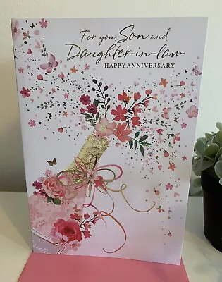 SON And DAUGHTER-IN-LAW WEDDING ANNIVERSARY CARD. Gold Foil . • £2.29