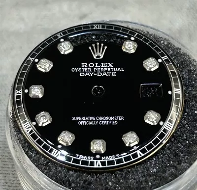 Rolex Mens NonQuick President Custom Black Diamond Dial White Settings 1803 • $700