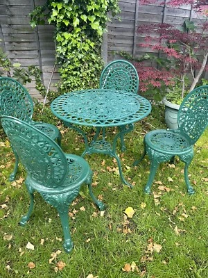 £120 • Buy VINTAGE Cast Aluminium GARDEN TABLE & CHAIRS