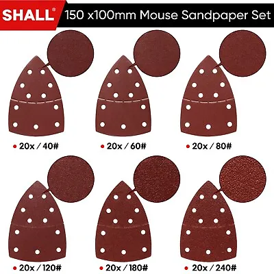 SHALL 120X Mixed Mouse Sanding Sheets Sander Pads Sandpaper Black & Decker • £11.61