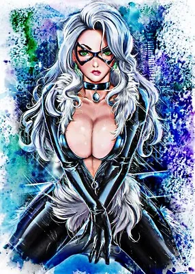 Black Cat  Actor Superstar Diva   2/5  ACEO Art Print Card By.Marci • $9.99
