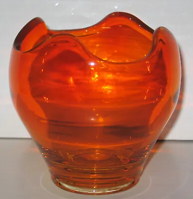 Vintage 1960's Viking Glass Orange Rose Bowl  4  • $14.95