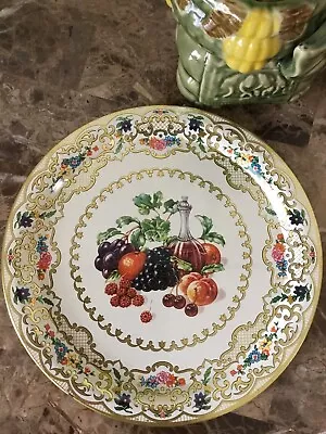 Daher Decorated  Vintage Ware 1971s Tray Metal Plater Fruits & Wine 825 England • $16.89