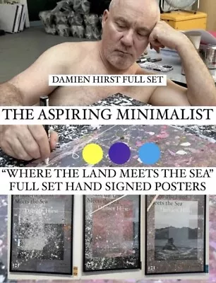 Damien Hirst Signed Where The Land Meets The Sea 💜💛💙- FULL SET 3x Posters • £350