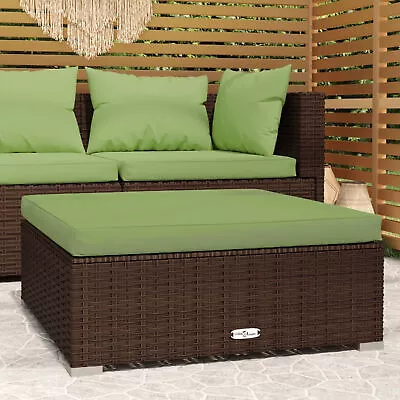 Garden Footrest With Cushion Brown 70x70x30  Poly Rattan A8H4 • $217.59