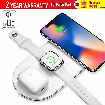 $26.99 • Buy 15W 3 In 1 QI Wireless Charger Charging Dock Station For Apple Watch IPhone Pods