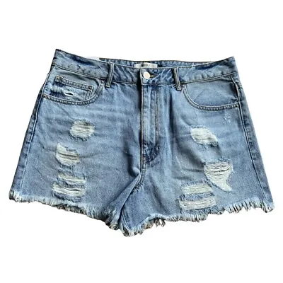 Vintage Cut Off High Rise Distressed Denim Jean Shorts Size 29 • $35.42