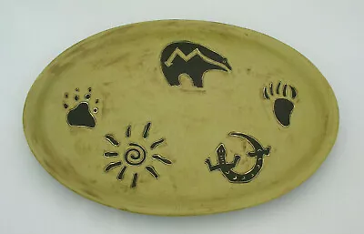 Design By Mara - Mexican Pottery 16 3/4  Oval Platter - Bear Bear Paw & Gecko • $49.99